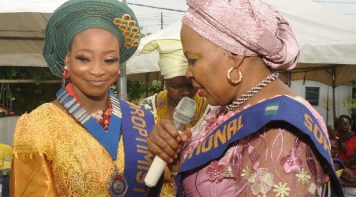L-R :The New Mainland Chapter President,Soroptimist International, Catherine Temitope Adeniyi and the National President of Soroprimusr International,Dr.Adaku during the investiture in Lagos recently.